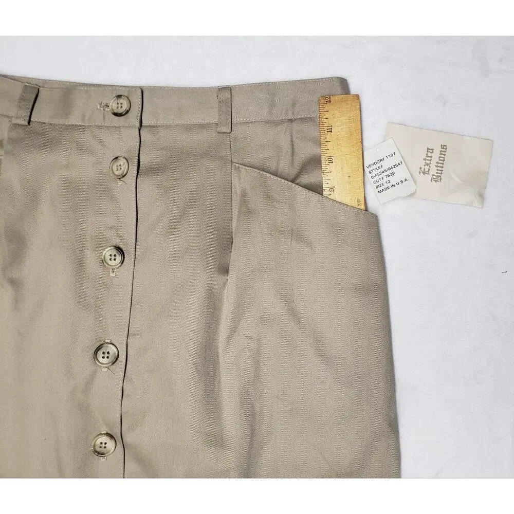 Vintage 90s Bedford Fair Maxi Skirt NWT 12 Khaki Cotton Utility Cottagecore